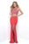 Blush - 11308 Beaded Cropped Top Bare Midriff Jersey Formal Set