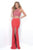 Beaded Cropped Top Bare Midriff Jersey Formal Set 11308