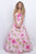 Blush - Dainty Sweetheart Floral Print A-Line Gown 5621 In White and Multi-Color