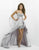 Blush - Brooch Accented Sweetheart High-Low Gown 9508 in Gray