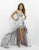 Blush - Brooch Accented Sweetheart High-Low Gown 9508 in Gray