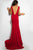 Deep V Neck and Open Back Long Jersey Dress with Train 22884
