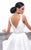 Tarik Ediz - 93346 Deep V-Neck Floral A-line Gown In White