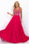Blush - Beaded V-Neck Chiffon A-Line Dress 11058 in Pink