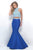 Blush - Two-Piece Embellished High Neck Trumpet Gown 11280 in White and Blue