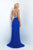 Blush - Beaded Halter Neck Chiffon Gown 11052 in Blue