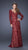 La Femme - Gorgeous Lace V-Neck A-Line Gown with Long Sleeves 19893 In Red