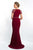 Blush - S2028 Beaded Cap Sleeves Jersey Sheath Gown In Red