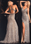 BG Haute - E01017 Bedazzled Deep V-Neck Sheath Dress  in Gray