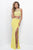 Blush - 11259 Two-Piece Pearl Embellished Halter Top Jersey Gown In Yellow