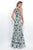 Blush - Geometric Overlaid Mermaid Gown 7103 in White and Multi-Color