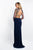 Intrigue - 436 Embellished Illusion High Sheath Dress In Blue and Gold