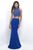 Two-Piece Beaded Cropped Top Jersey Long Gown 11230