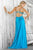 Blush - Sleeveless Pleated Long Gown with Slit 9326 in Blue