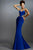 Janique 1601 Embellished Grecian Styled Jersey  Gown in Blue
