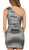May Queen - Pleated One Shoulder Strap Cocktail Dress in Gray