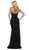 May Queen - MQ1648 Embellished V-neck Trumpet Dress In Black