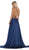 May Queen - MQ1642 Halter Neck Tie String Back A-Line Satin Gown In Blue