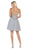 May Queen - MQ1614 Front Keyhole Halter Fit and Flare Cocktail Dress In Silver and Blue