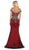 May Queen - Metallic Lace Appliqued Trumpet Gown MQ1609 In Red