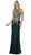 May Queen - MQ1641 Gilt-Embroidered Lace Halter Gown In Green