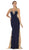 Gilt Lace Ornate Trumpet High Slit Prom Gown