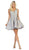 May Queen - MQ1645 Beaded Lace Ornate Illusion Cutouts Cocktail Dress In Silver