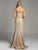 Lara Dresses - Strapless Floral Patterned Champagne Evening Gown 32978 In Neutral