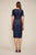 Tadashi Shoji - Lace Applique Bateau Sheath Dress In Blue and Neutral