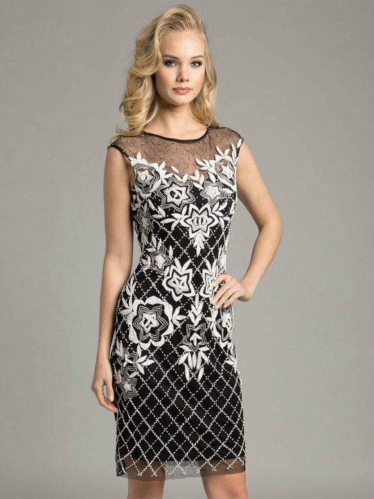 Lara Dresses - Pretty Sheer Cocktail Dress with Elegant Floral Design 33264, Black, White