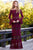Tadashi Shoji - Lace Long Bell Sleeve Off-Shoulder Sheath Dress In Red and Black
