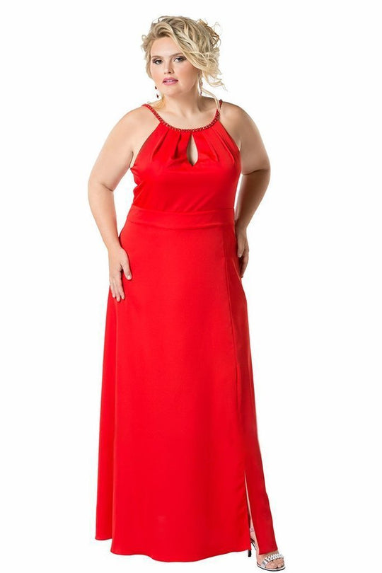 CE1803 Scoop Fitted Keyhole Dress