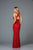 Scala - 48946 Sequined Midriff Cutout Long Sheath Gown In Red