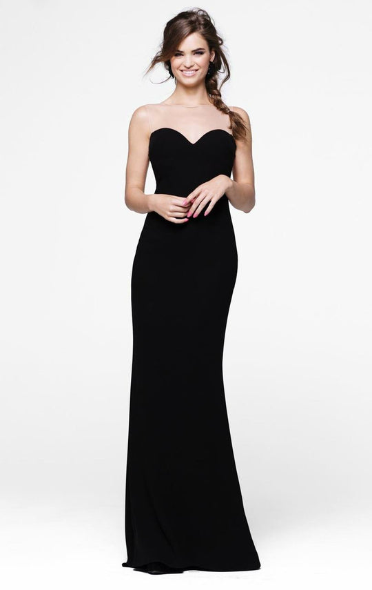 Tarik Ediz - Illusion Sweetheart Sheath Gown 50003 in Black