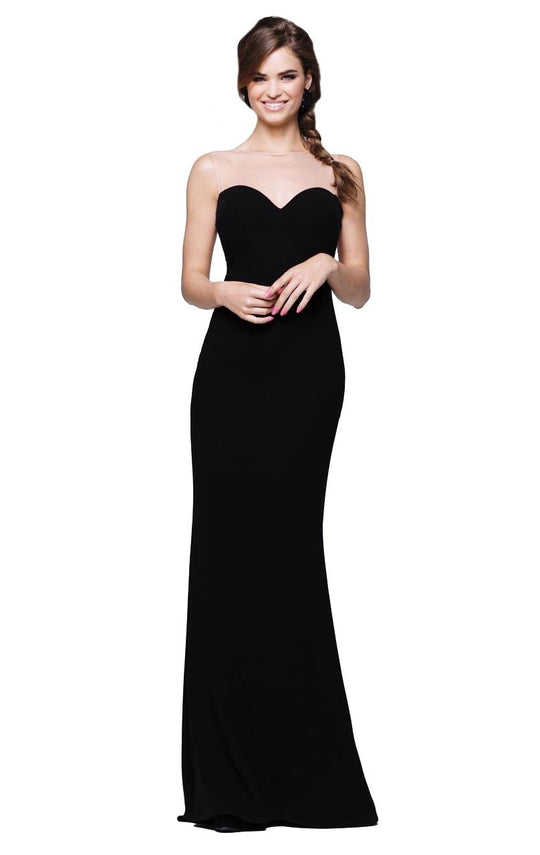 Tarik Ediz - Illusion Sweetheart Sheath Dress 50003 in Black