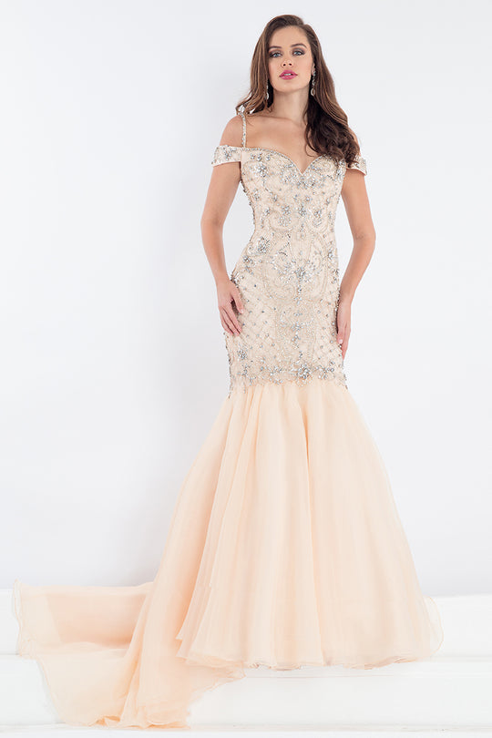Rachel Allan Prima Donna - 5000 Beaded Sweetheart Mermaid Gown in Neutral