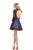 Johnathan Kayne - 5000 Long Sleeve Embellished A-Line Dress in Blue
