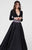 Tarik Ediz - V-Neck A-Line Gown 50018 in Black