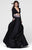 Tarik Ediz - V-Neck A-Line Gown 50018 in Black