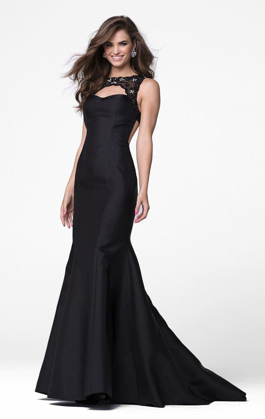 Tarik Ediz - Bateau Neck Mermaid Gown 50020 in Black
