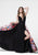 Tarik Ediz - Lace Floral Long Dress 50024 in Black and Multi-Color