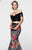 Tarik Ediz - Two Piece Floral Dress 50029 in Black and Multi-Color