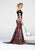Tarik Ediz - Two Piece Floral Dress 50029 in Black and Multi-Color