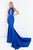 Rachel Allan Prima Donna - 5002 Fitted High Neck Trumpet Gown in Blue