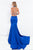 Rachel Allan Prima Donna - 5002 Fitted High Neck Trumpet Gown in Blue