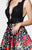 Tarik Ediz - Plunging Cocktail Dress 50030 in Black and Multi-Color