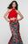 Tarik Ediz - Two Piece Halter Gown 50034 in Red and Multi-Color