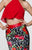 Tarik Ediz - Two Piece Halter Gown 50034 in Red and Multi-Color
