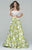 Tarik Ediz - Two Piece Long Dress 50074 in White and Multi-Color