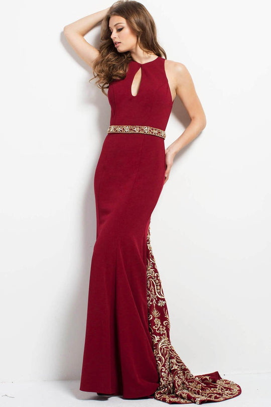 50084 Gilt Embroidered Keyhole Gown